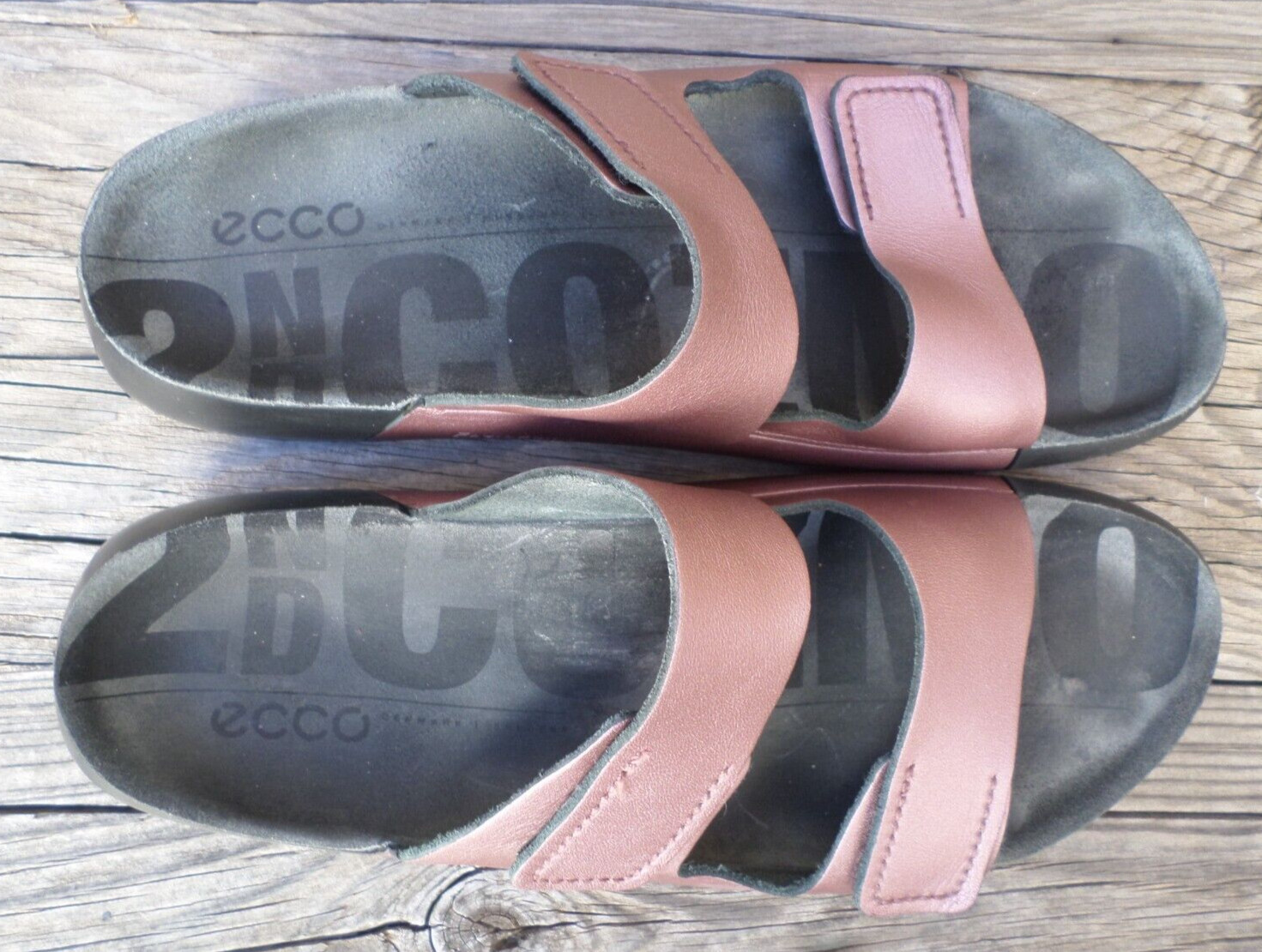 ECCO 2ND Cozmo Bronze Two Band Slide Sandals Women’s 10-10.5 (eur 41)