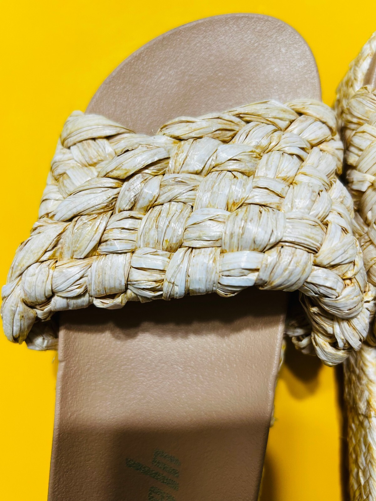 SheIn Woven Raffia Platform Slide Sandals Boho Braided Straw Beach Shoes 5.5