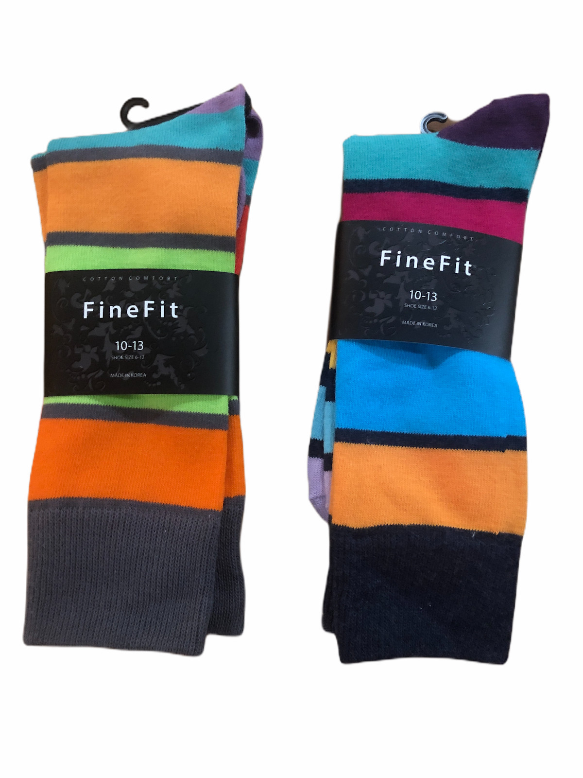 Fine Fit Men’s Colorful Striped Crew Socks
