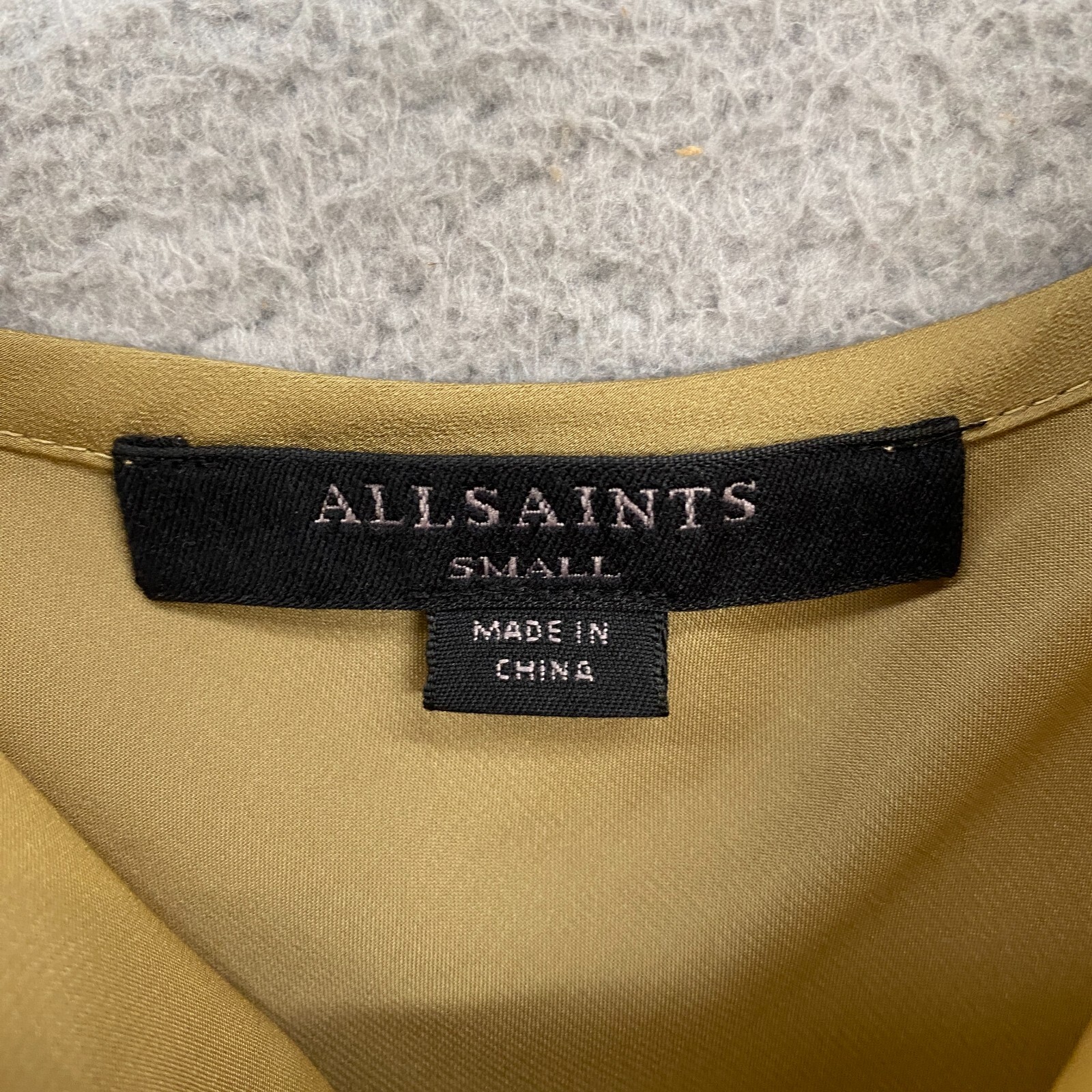 Allsaints Slip Dress Womens Small Tierny Coni 90s Midi Y2K Metallic Olive Gold