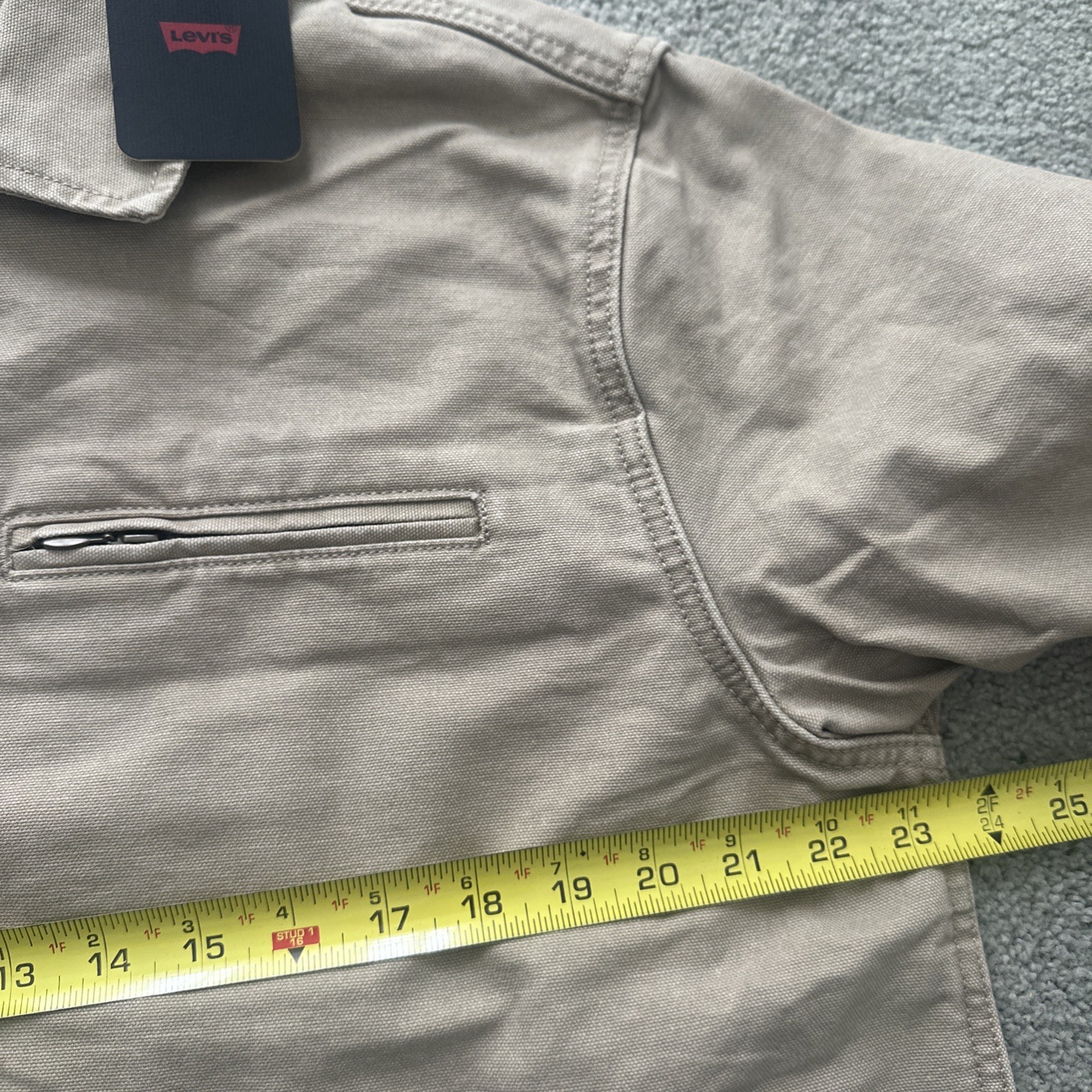 Levi’s Mechanics Full Zip Light WT Canvas Beige Tan Garage Jacket Medium