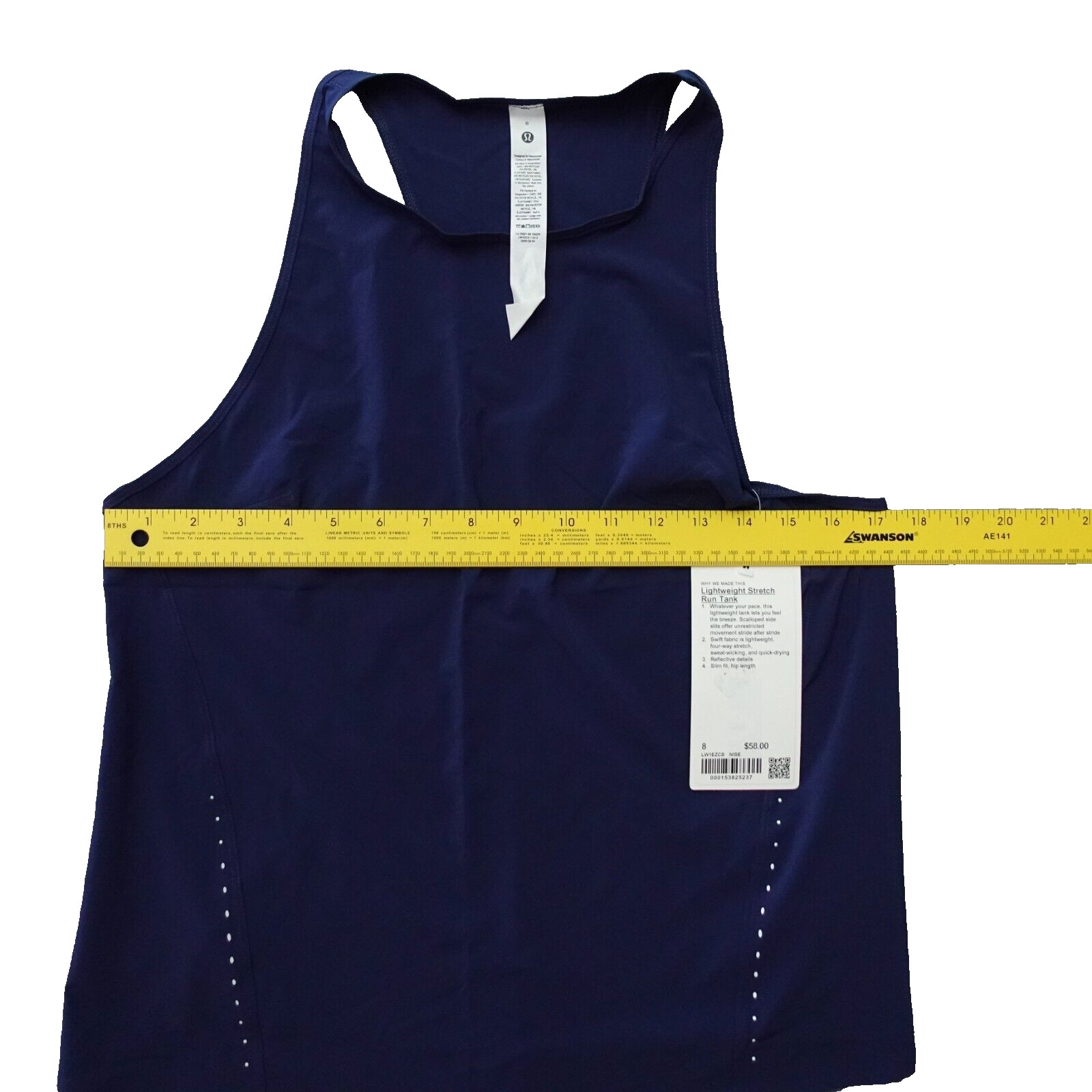 Lululemon Lightweight Stretch Run Tank Racerback NISE Night Sea Navy Blue size 8