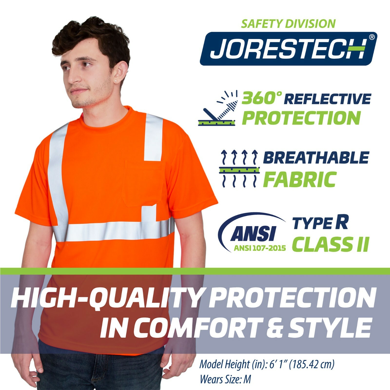 5 Pack Hi Vis T Shirt ANSI Class II Reflective Safety Orange Short Sleeve