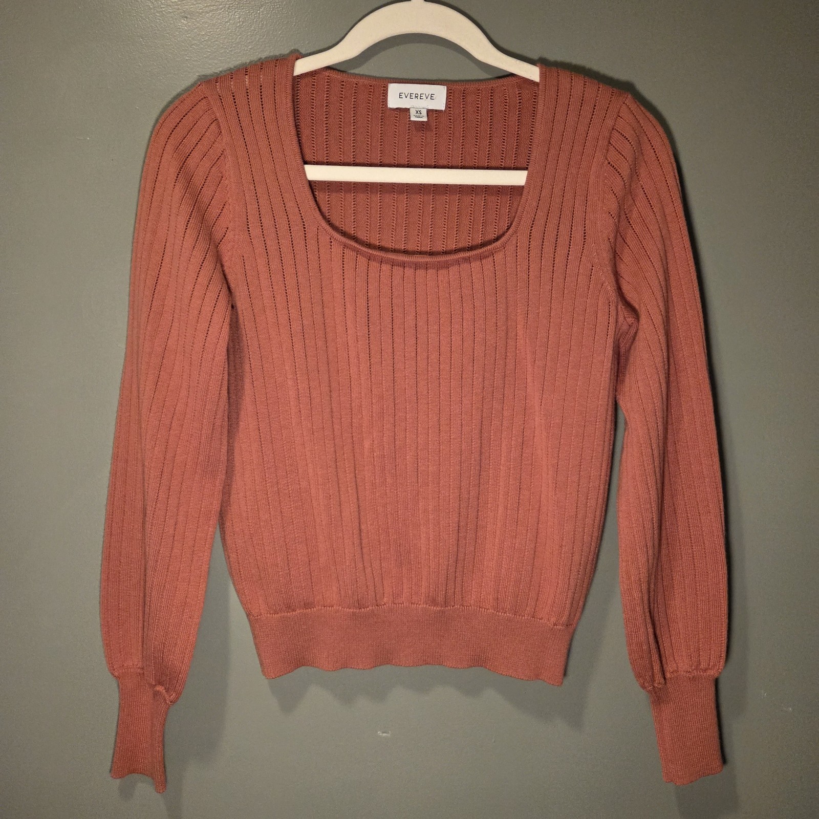 Evereve Kaia Knit Sweater Lightweight Scoop Neck, Women’s Size XS, Salmon Pink
