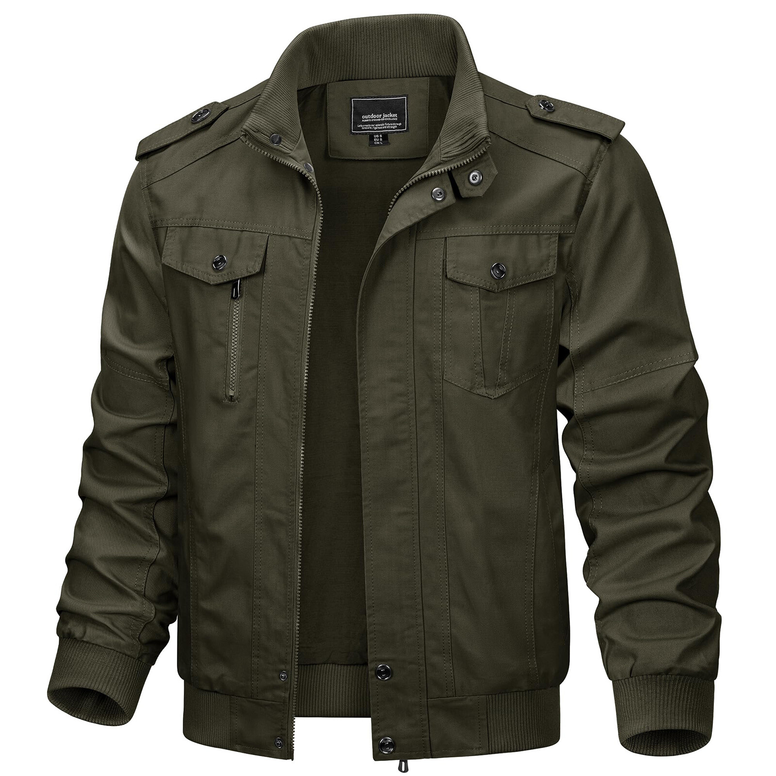 Men’s Spring Fall Cotton Jacket Bomber Jacket Casual Cargo Work Lightweight Coat