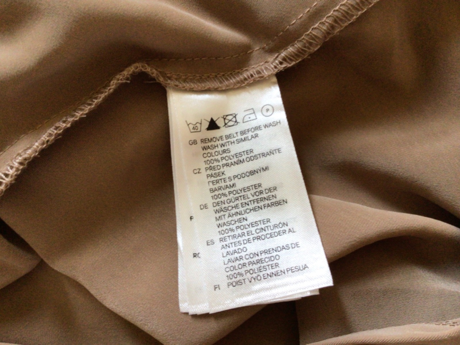 H&M . Size EUR 38 Dress. Light brown. 100% Poly Easter. Machine wash