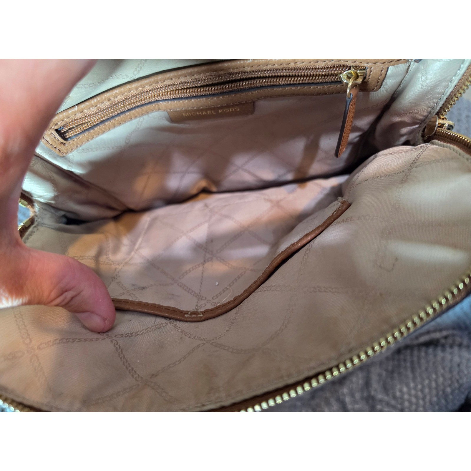 Michael Kors Brooklyn Tan Pebbled Leather Backpack Gold Hardware Acorn Bag