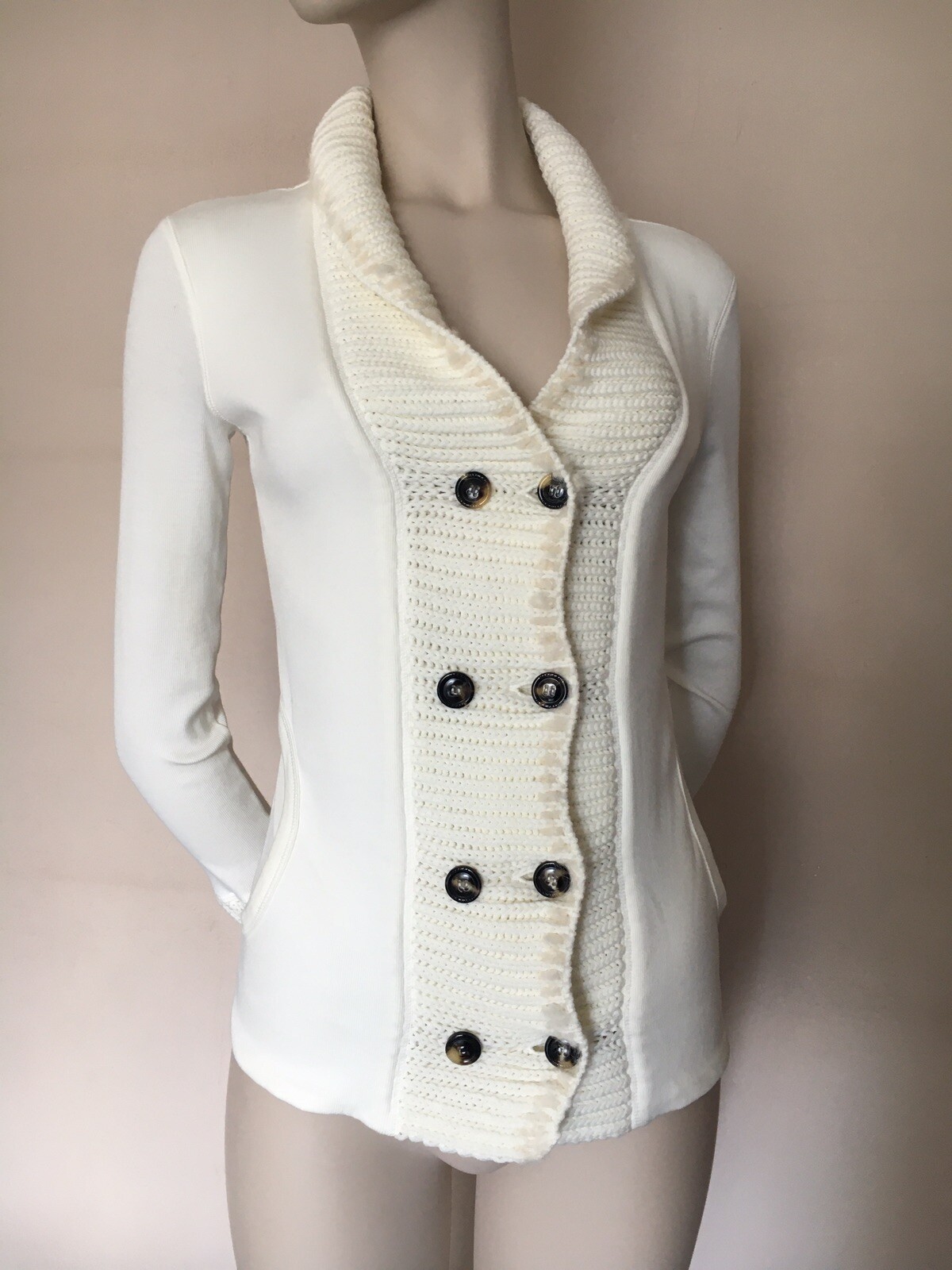 Marc cain Sport 94%Cotton 6%Elastane Button Down White Top/Cardigan,1, UK8/10