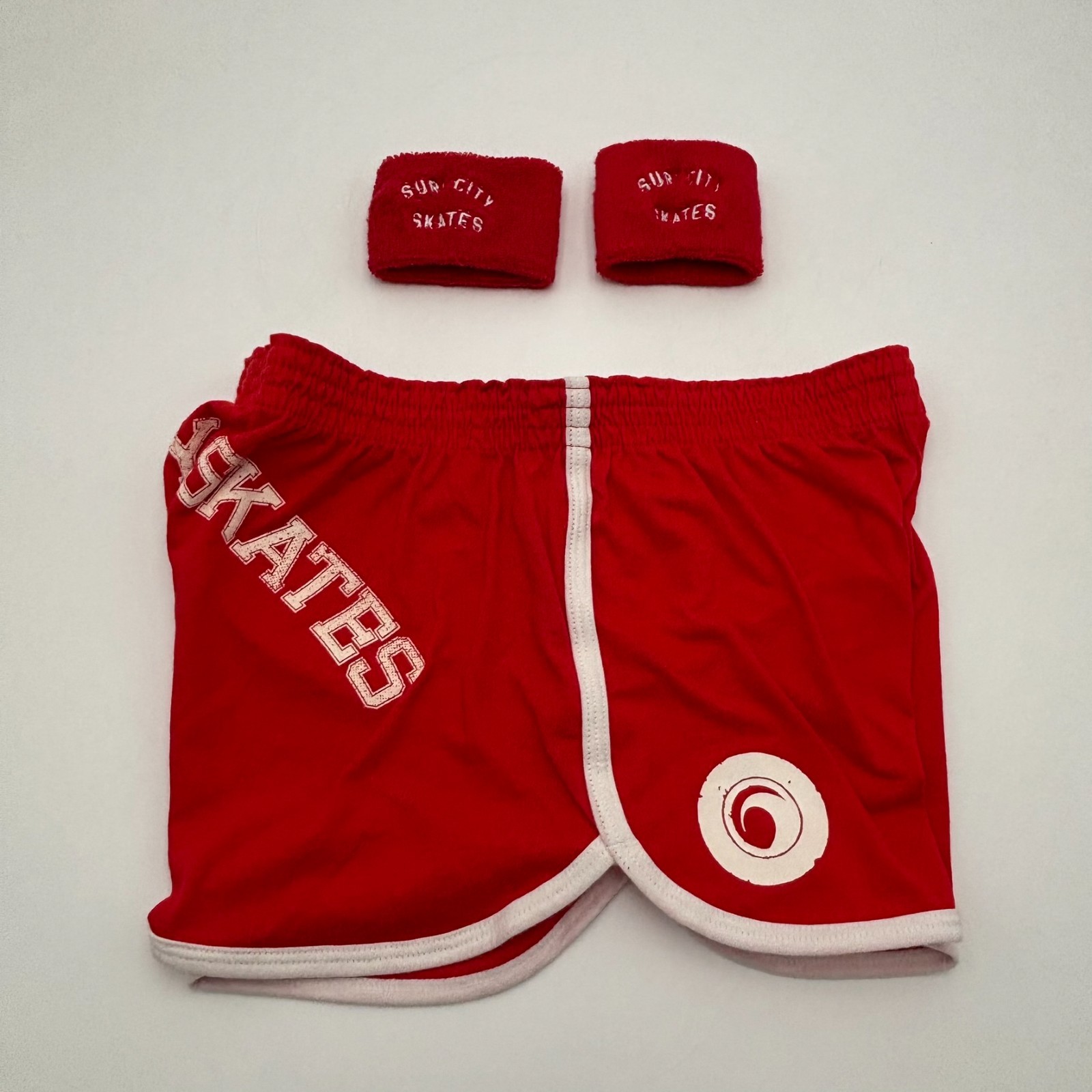 Surf City Skates Dolphin Booty Shorts Wristbands Womens Small Retro Red