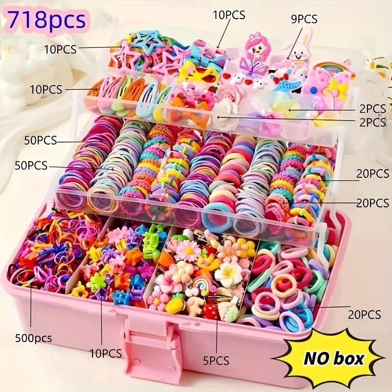 718PCS Girls Hair Accessories Set Clips Bands Kids Party Gift No Box
