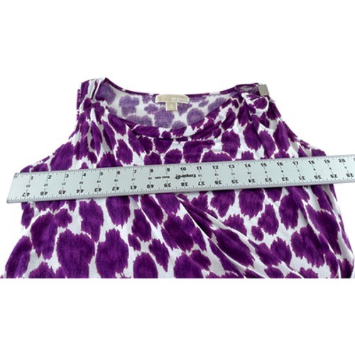 Michael Michael Kors Purple White Ikat Animal Print Cowl Neck Wrap Top Womens M