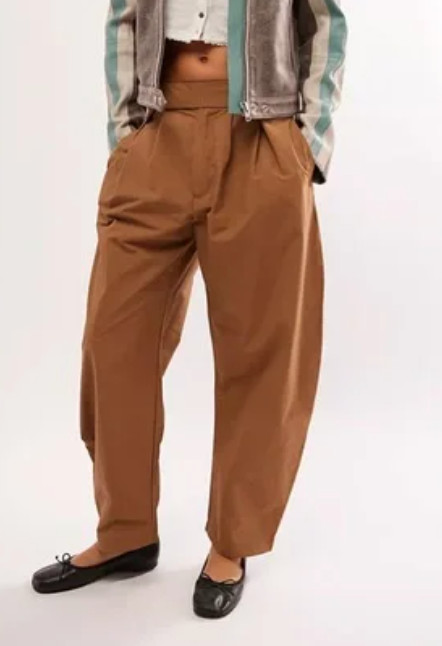 NEW FREE PEOPLE RUBBER GABRIETTE BARREL TROUSERS PANTS SZ 4