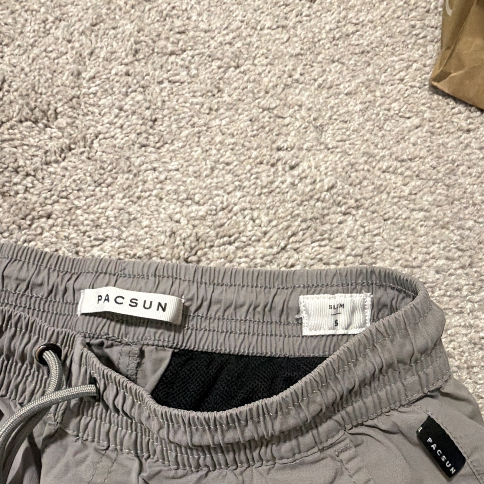 PacSun Men’s Gray Slim Tapered Cargo Pants Cotton Drawstring Elastic S 30″