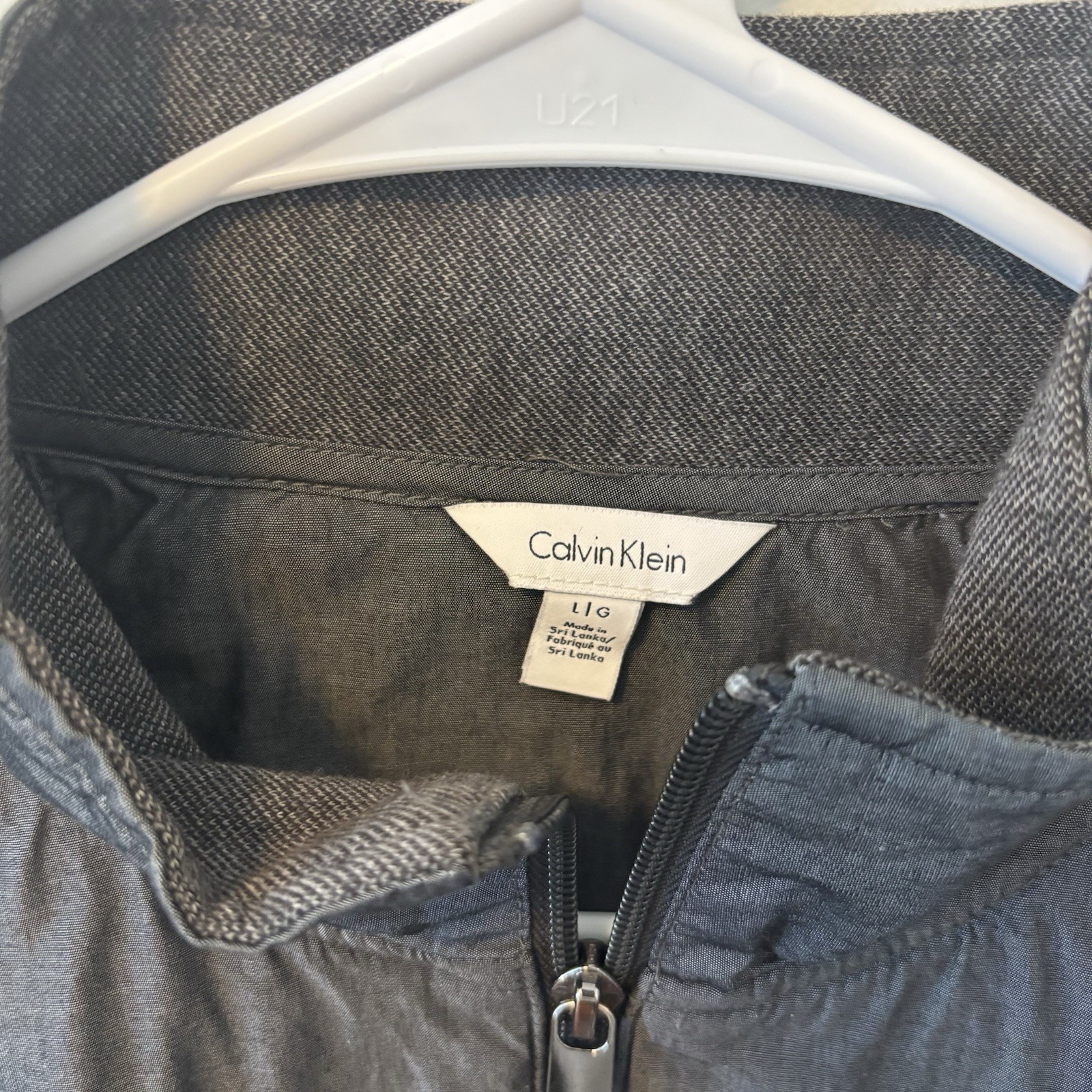 Men’s Gray Calvin Klein Full Zip 100% Cotton Jacket L