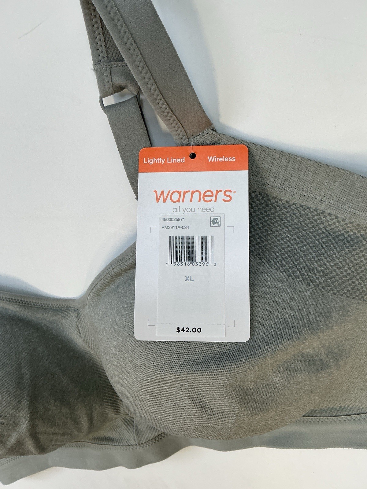 Warners Easy Does It Grey Lightly Lined Wireless Bra (RM3911A-270) XL