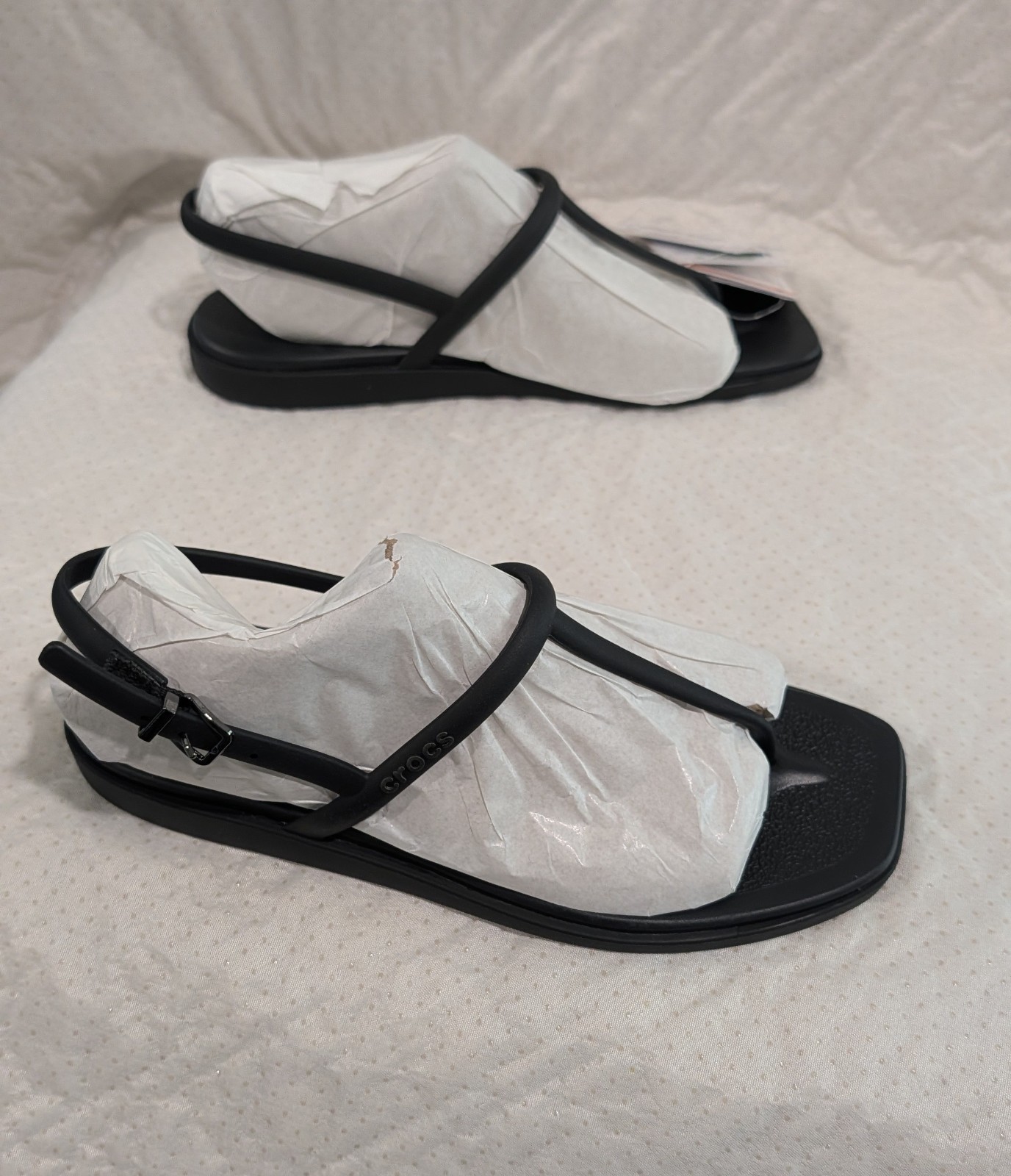 Crocs Miami 209793-001 Sandals Womens 6 Black Square Toe Thong Flip Flop