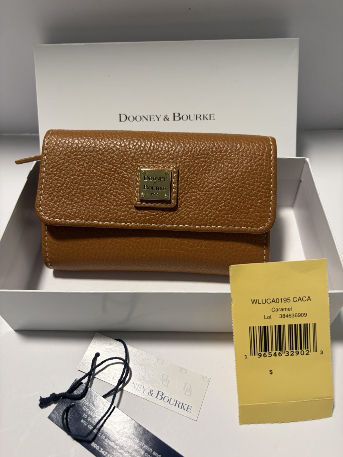 Dooney & Bourke Lucca Leather Satchel In Caramel W/Matching Lucca Flap Wallet