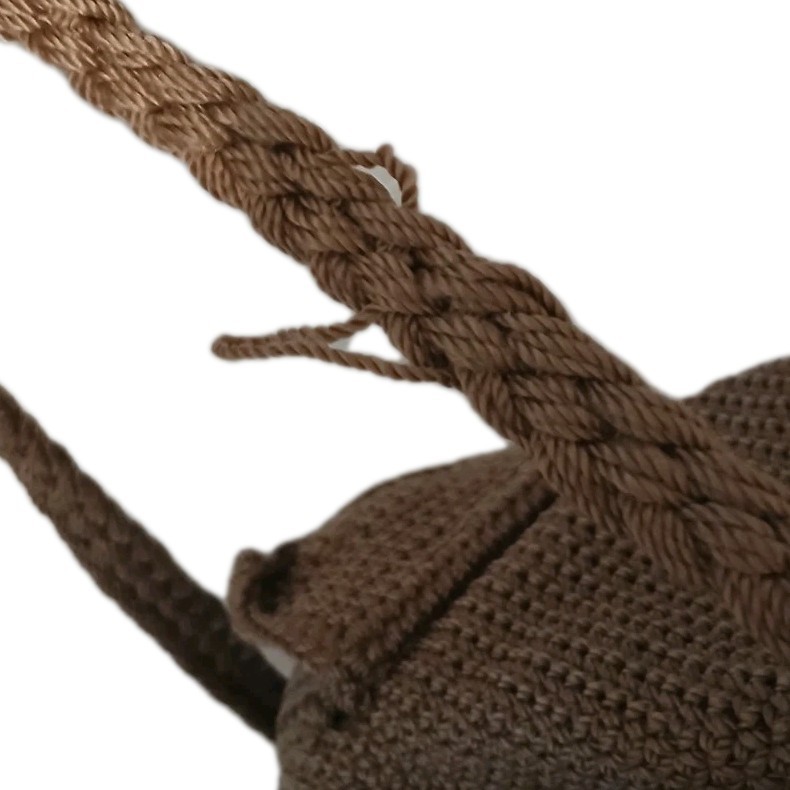 The Sak Crochet Backpack Light Brown Drawstring Tight Woven Purse Boho Sm Defect