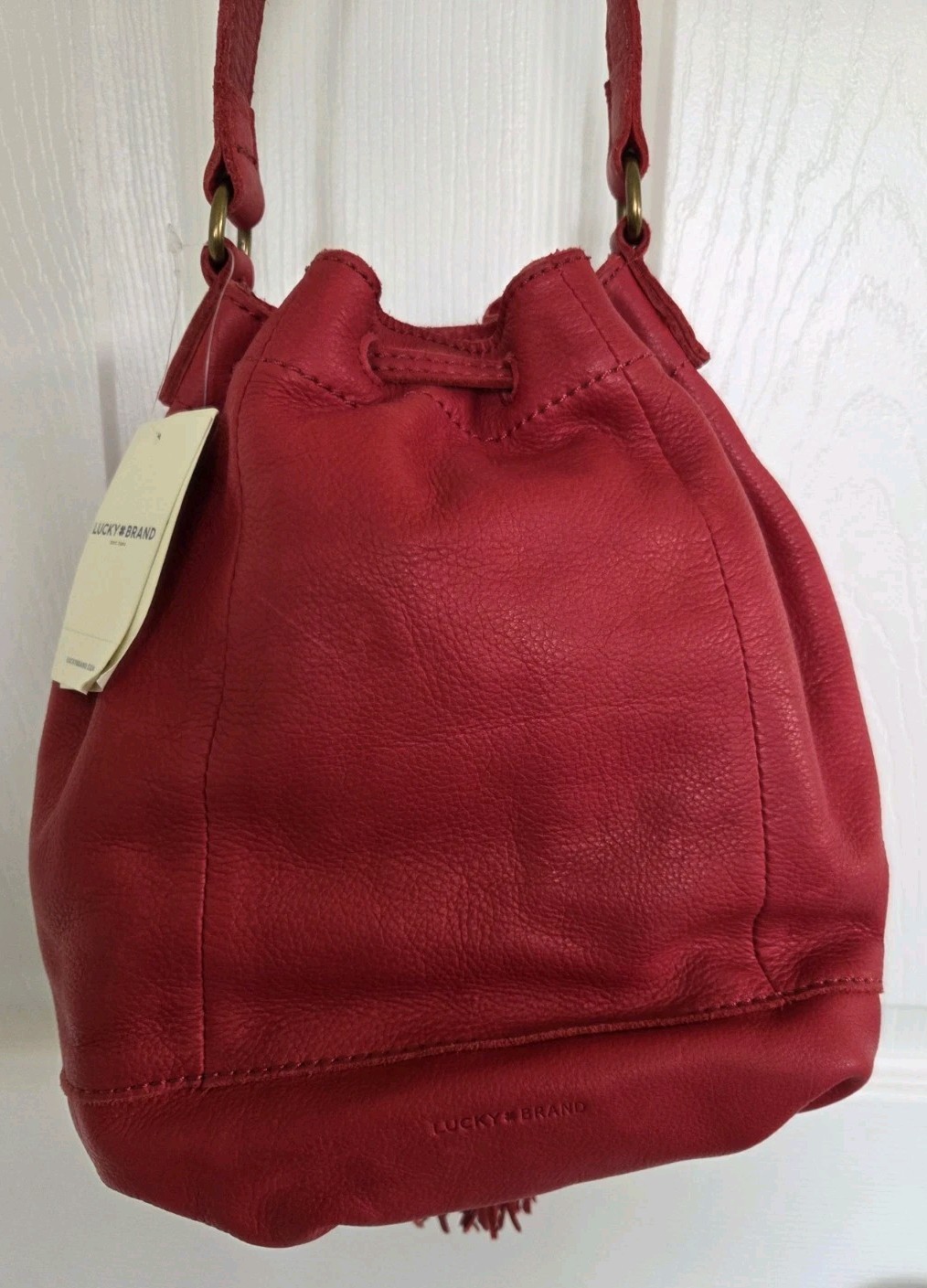 LUCKY BRAND Harper Bucket Bag Red HKW0221 NWT