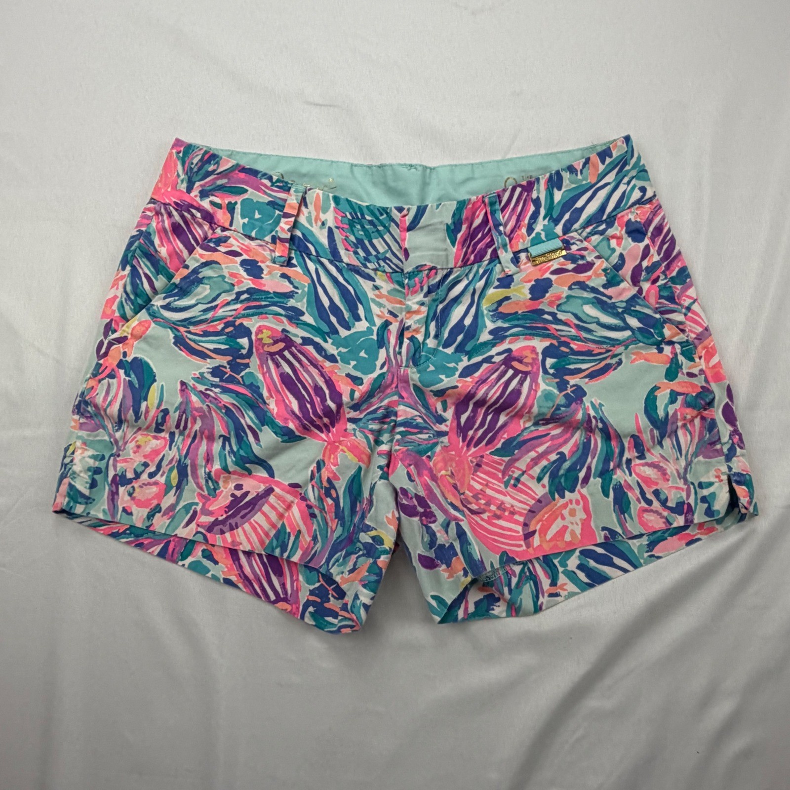Lilly Pulitzer Callan Shorts Women 0 Multicolor Jellies Be Jammin Fish Print 5″