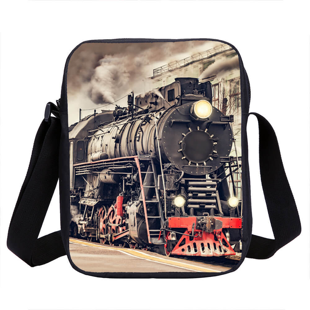 Vintage Steam Train Cool Large School Backpacks Insulated Lunch Bag Pen Case Lot