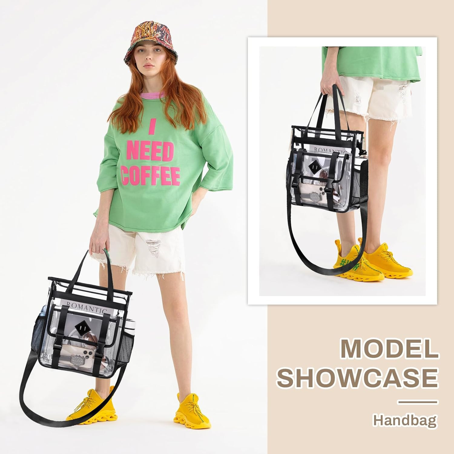 Clear Tote Bag Stadium Approved 12X6X12, Thickened Heavy Duty PVC Transparent To