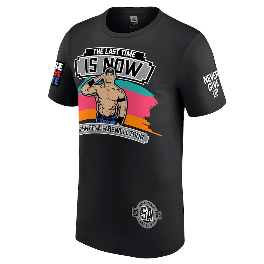 WWE Authentic John Cena San Antonio Spurs Shirt Farewell Tour Last Time is Now