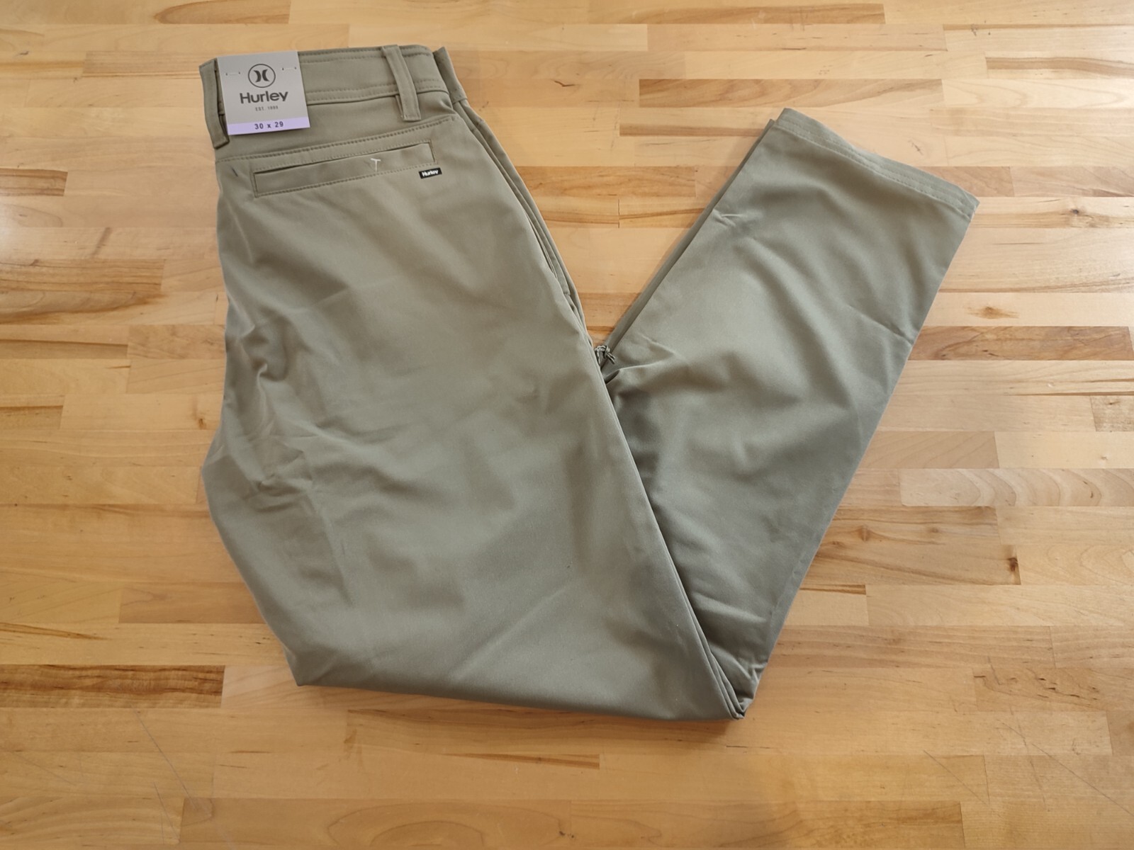Mens Hurley Jet Set Tech Pants Flat Front Moisture Wicking Stretch Green 30Wx29L
