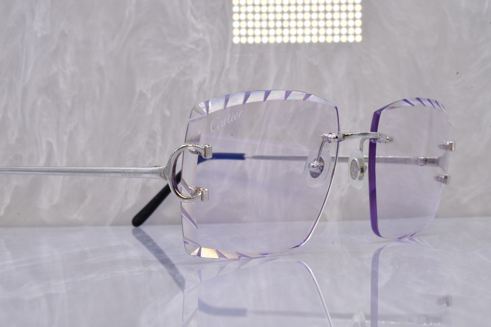 Cartier rimless sunglasses BIG C transition grey diamond Lens Piccadilly CT0092O