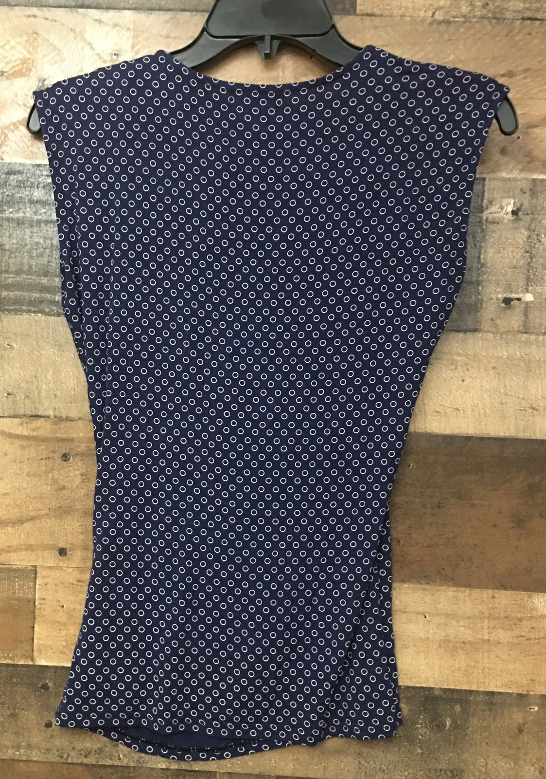 Chaps Top Women Small Sleeveless Blue Stretch Ruched Nautical Boss Preppy Career