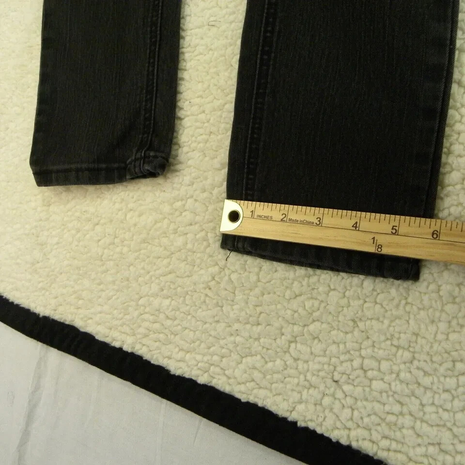 Amethyst Jeans Womens 11 Black Straight Leg Mid Rise Stretch Denim Meas 32×30