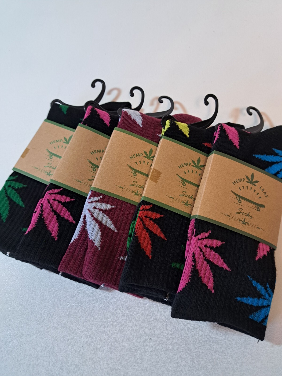5 Pairs Lot Marijuana Weed Pot Leaf Thin Crew Skateboarding Socks H1