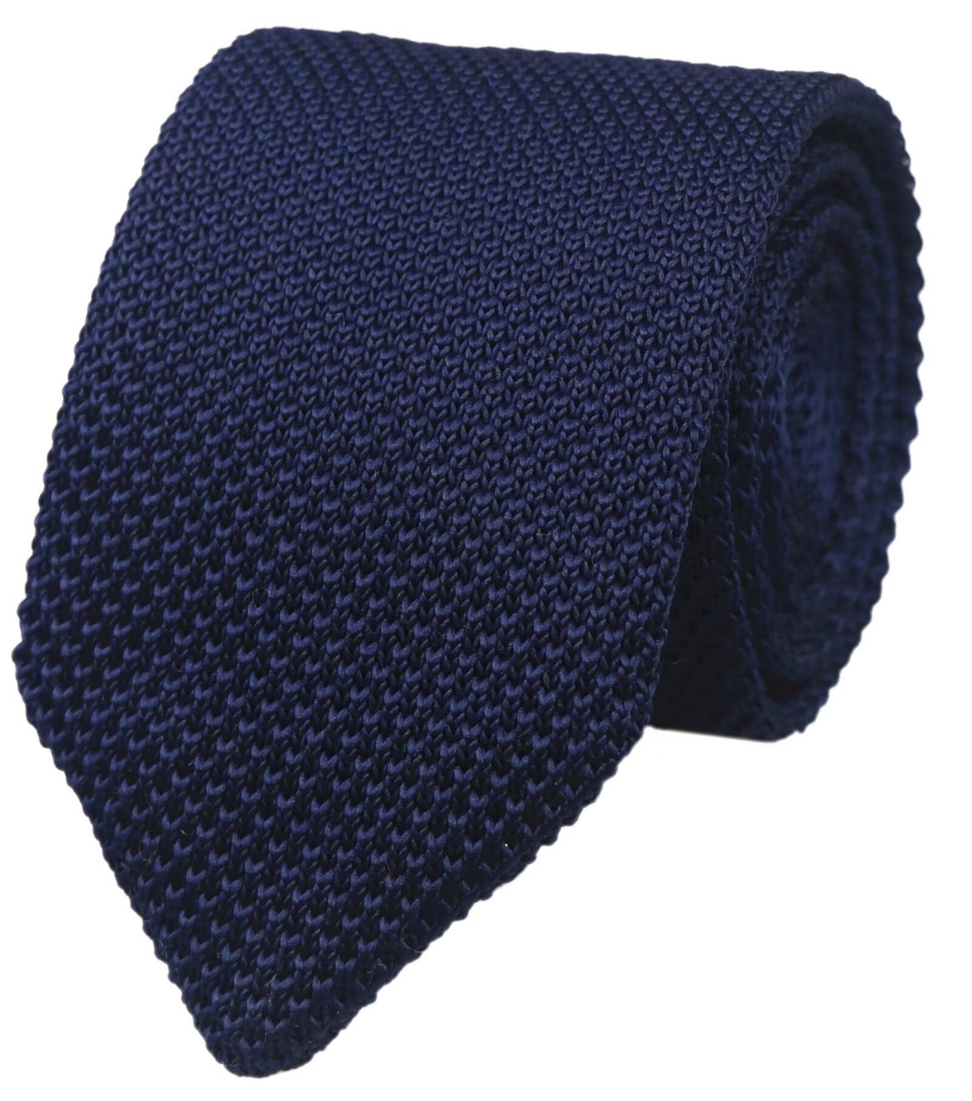 Pointed Knit Ties for Men Pure Color 2.76″ Skinny Neck Tie One Size Navy Blu