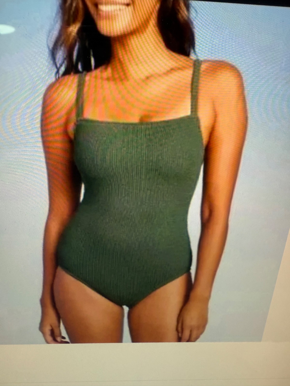 Kona Sol Women’s Pucker Textured Square Neck One Piece Swimsuit Green XL (16)