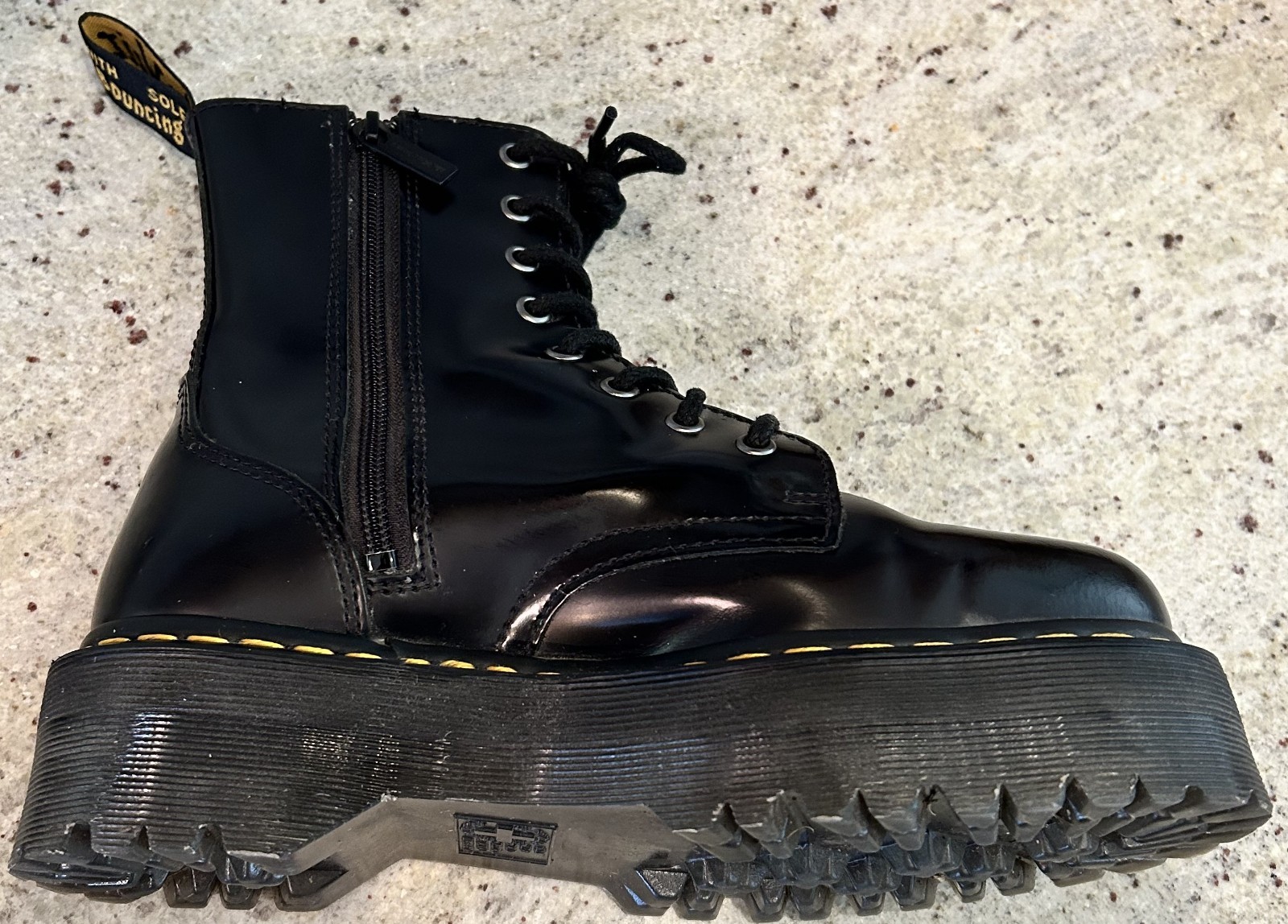 Doc Martens Jadon Air Wair 2″ Platform Black Zip Combat Boots EU Sz 39-M-7 / W-8