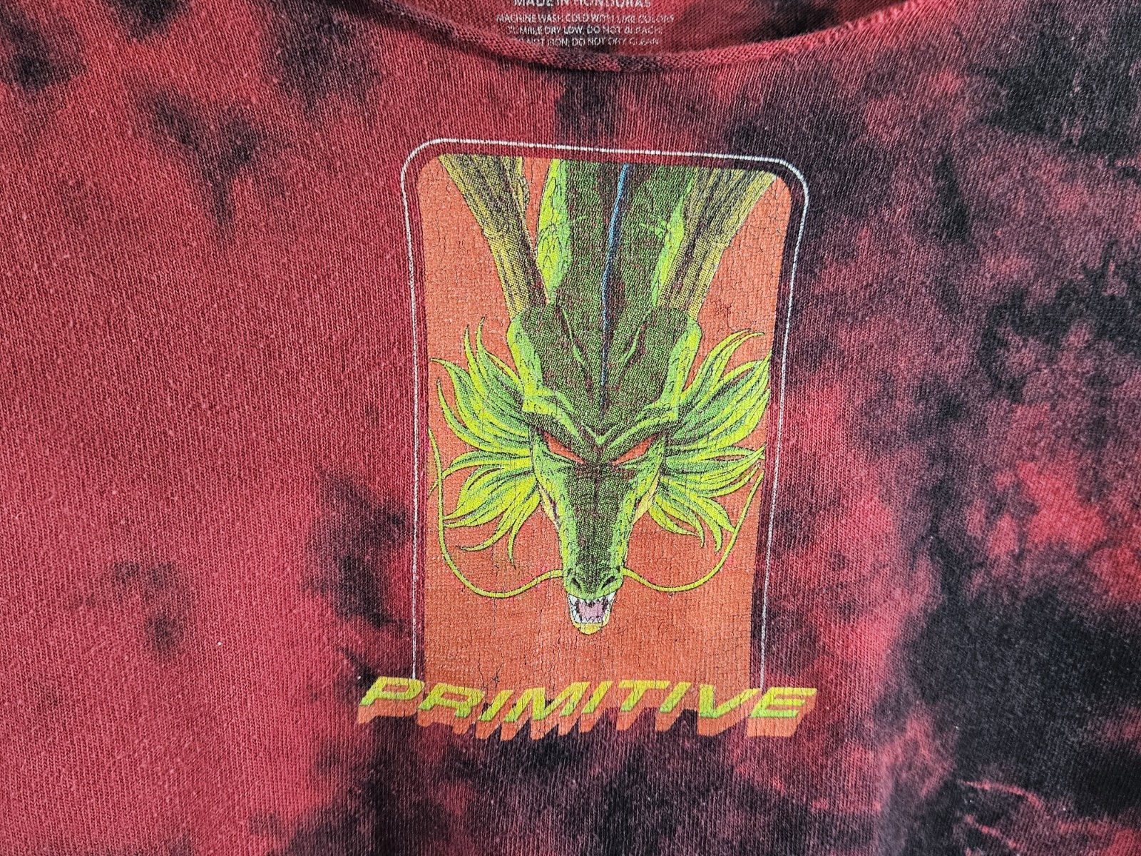 Primitive x Dragon Ball Z Shenron Cropped T-Shirt Red Tie Dye Streetwear DBZ S