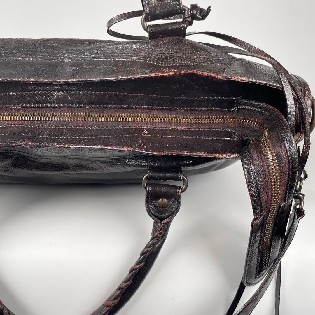 Balenciaga 2Way Leather Handbag Shoulder Bag Brown size 14.2×9.8×5.5 inches
