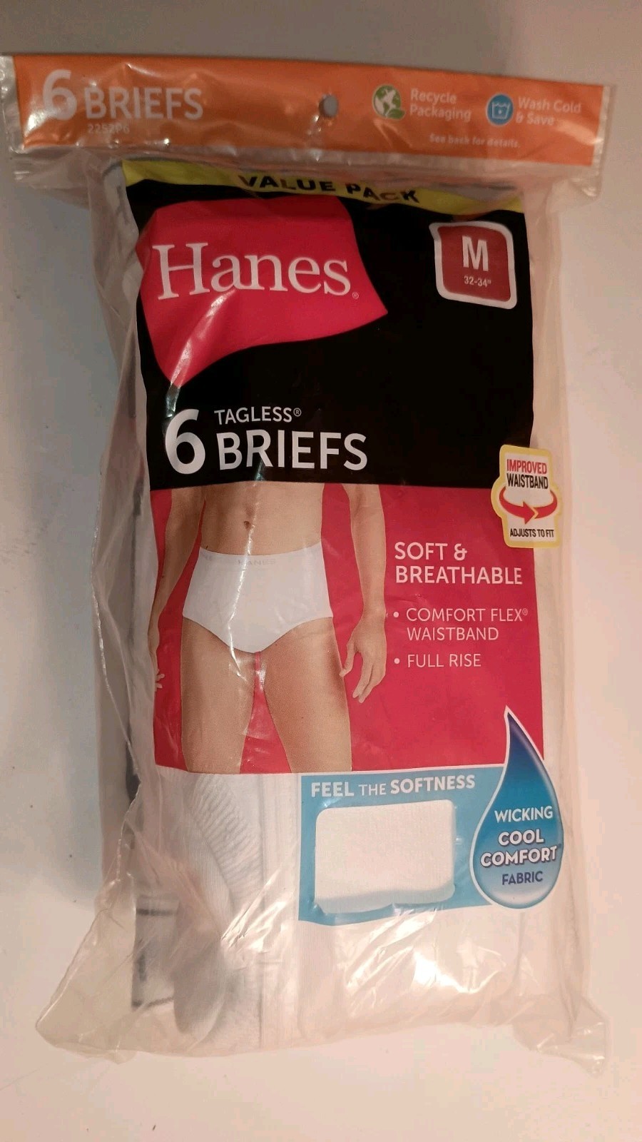 (2) 6 Pack Hanes White Cotton Tagless Full Rise Briefs Men’s Medium 32-34” SAVE