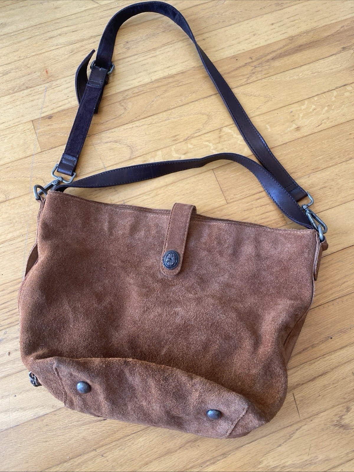 Free People Slouchy Suede Slingshot Rusty Brown Hobo Shoulder Bag Purse