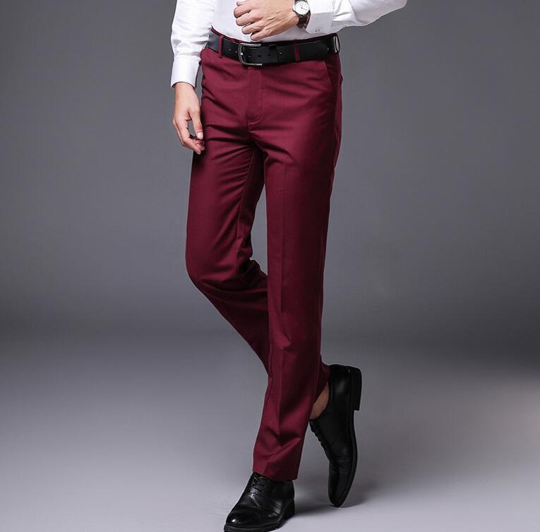 New Spring/ Fall Men’s Sliod Casual Suit pants Slim Business Straight Trousers