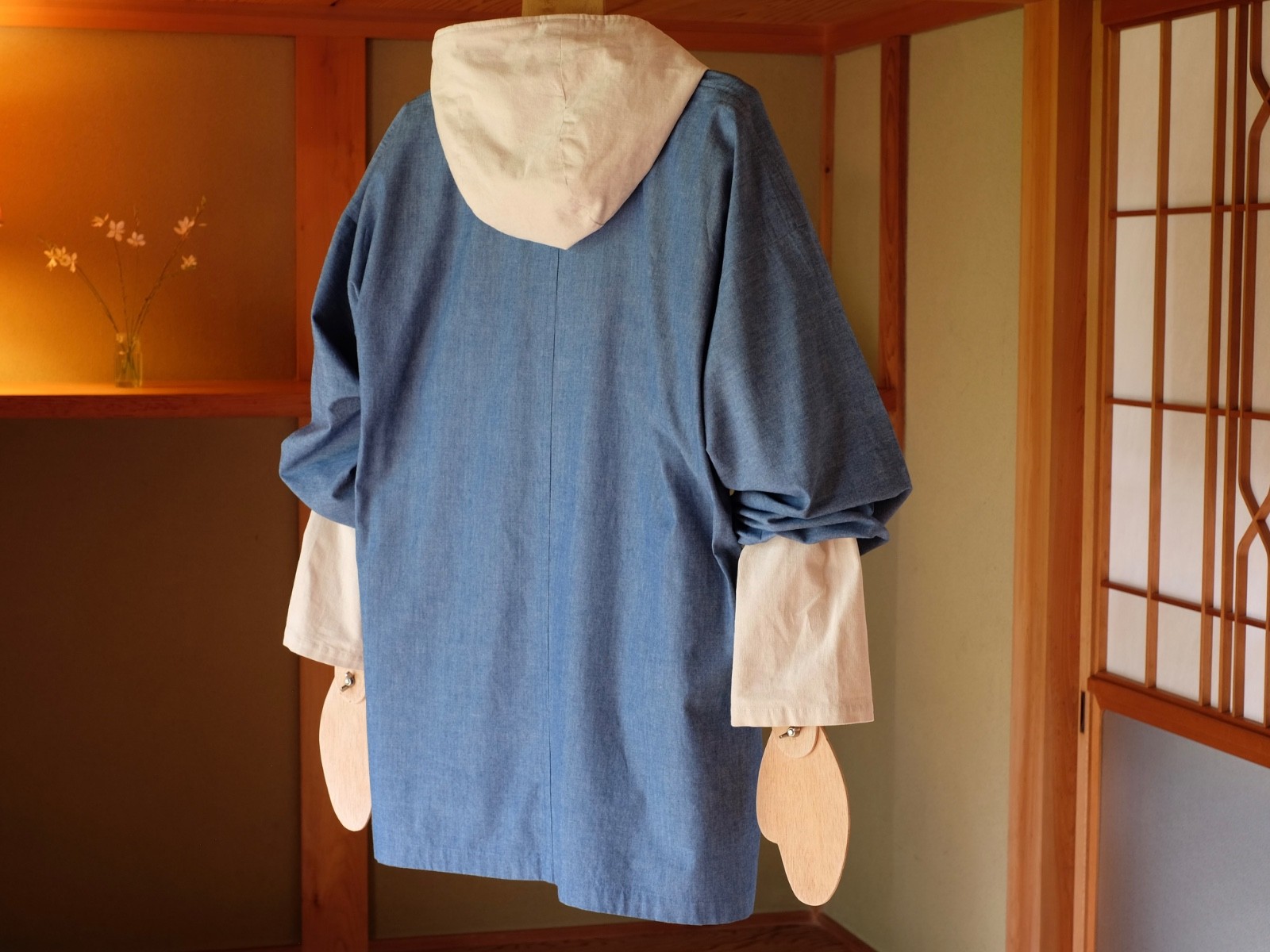 Japanese Samue Top L Blue Cotton Dungaree Workwear Smock Handmade