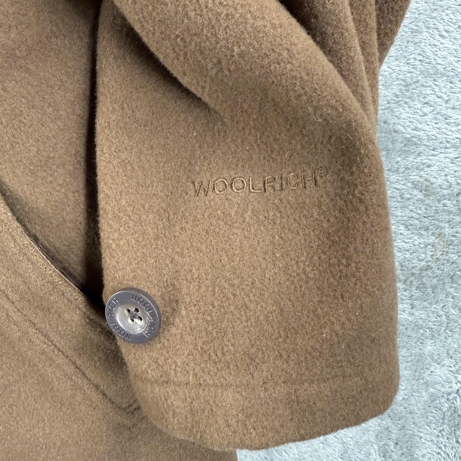 Woolrich Coat Mens Medium Brown Wool Overcoat Full Zip 22704 Nutmeg Lined Winter