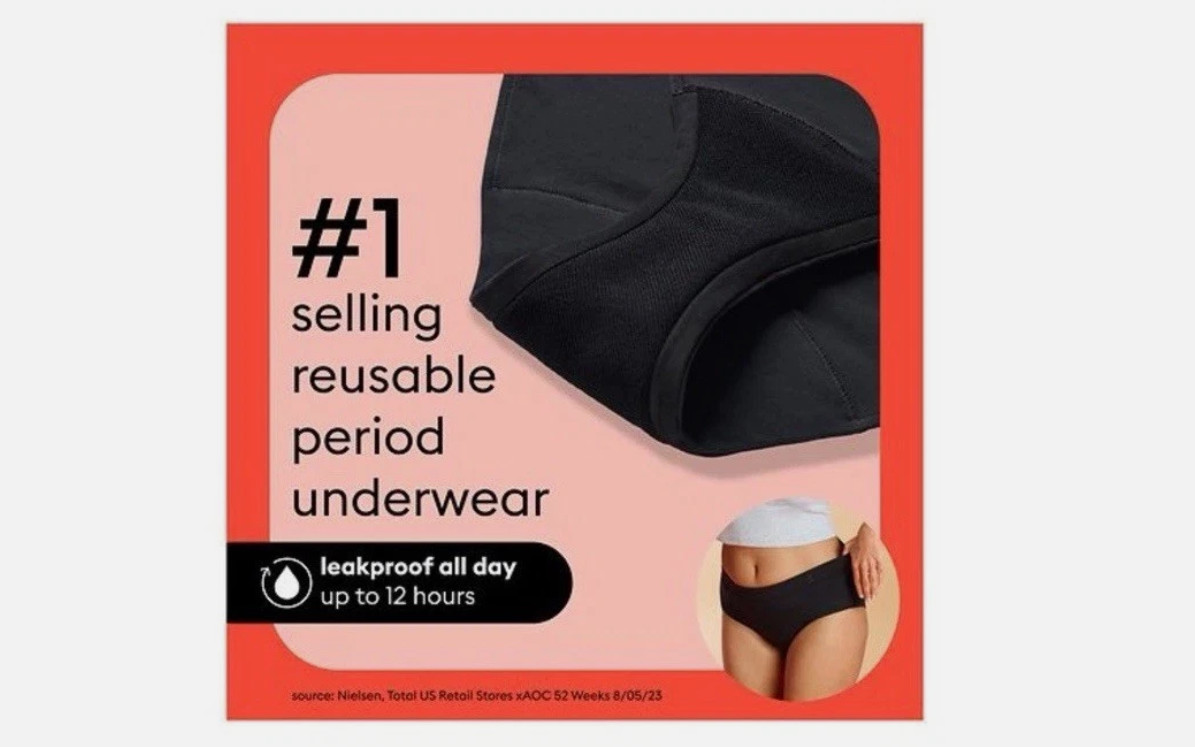 Thinx For All Period Underwear Brief Slip All-Day Absorbency Size L – Black NEW