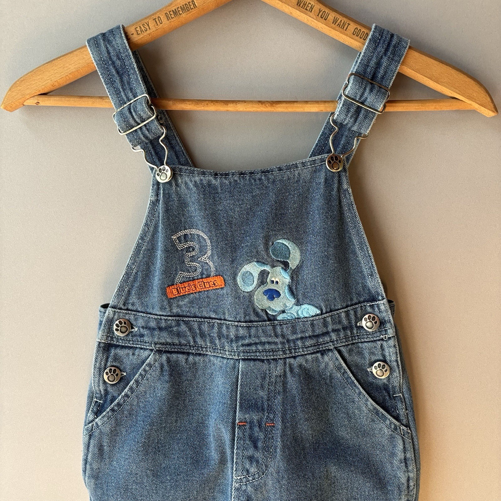 Vintage Y2K Kid’s Blues Clues Denim Overalls Embroidered 3T Nickelodeon Cotton