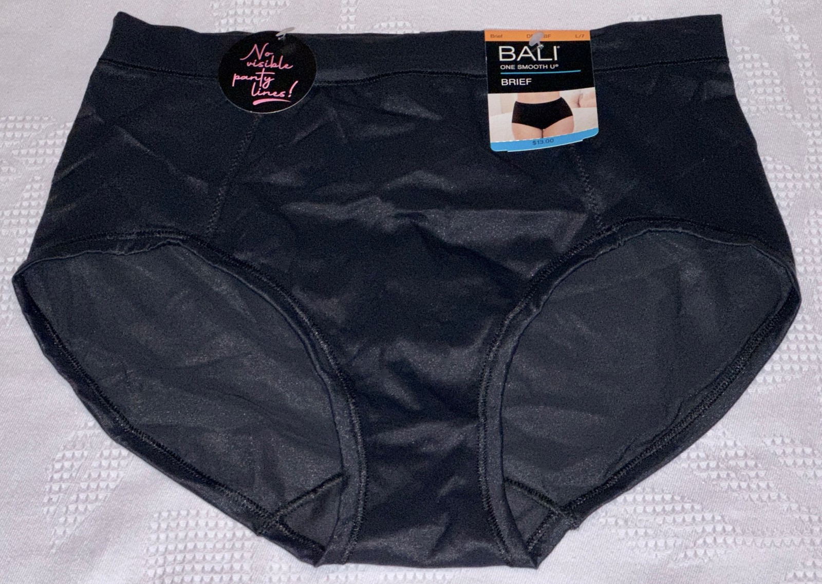 BALI One Smooth U Modern Microfiber Black Brief Panty NEW Womens Sz L 7