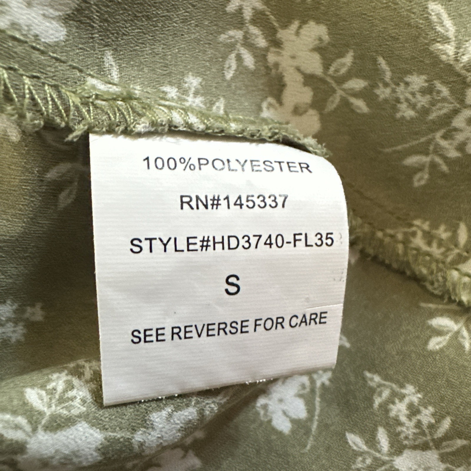 Hesperus Woman’s Small Ditsy Floral Green Midi Dress Cottagecore Puff Sleeve