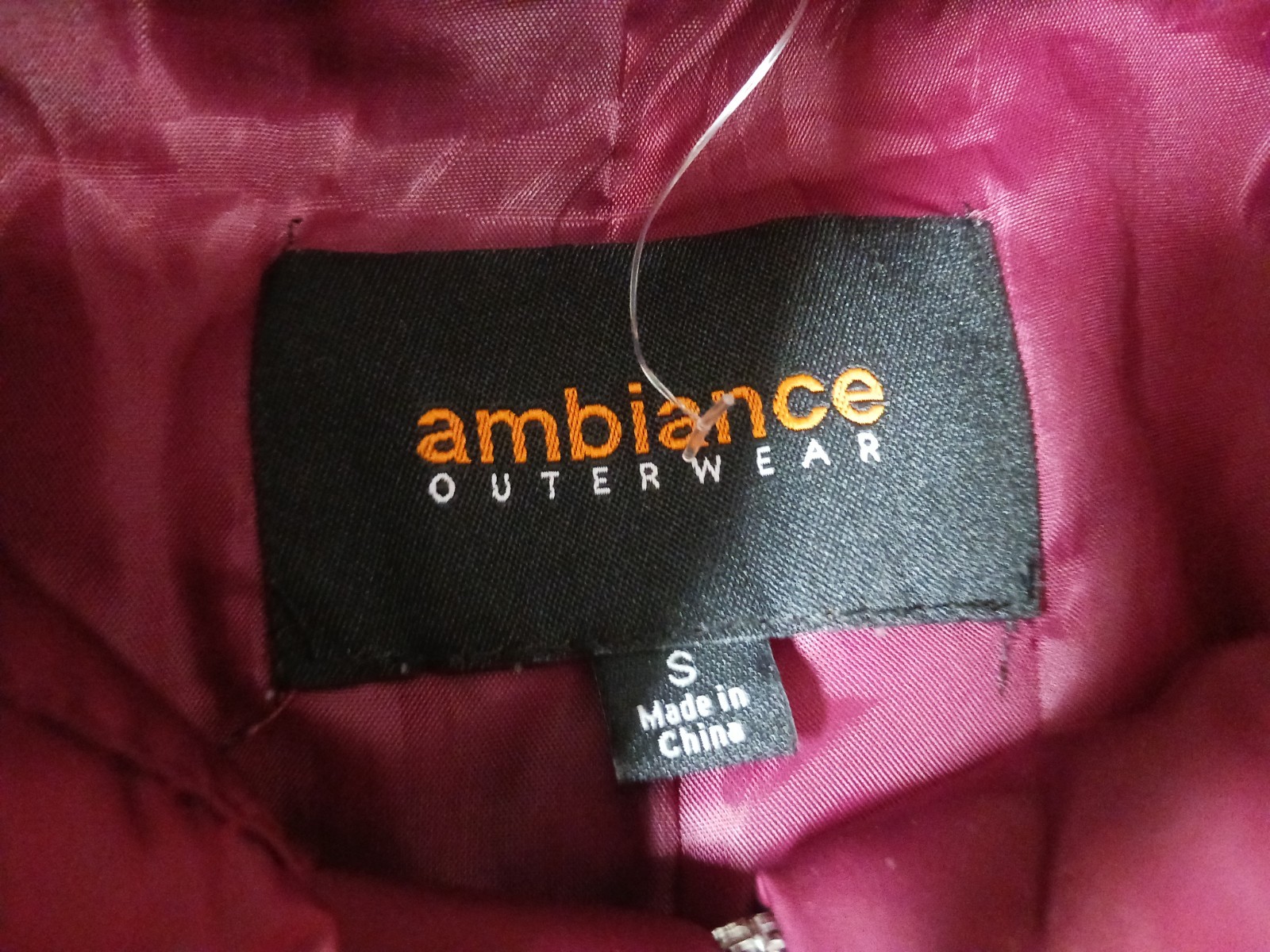 Ambiance Outerwear Small Womens Jacket Full Zip Maroon White Lined Filled