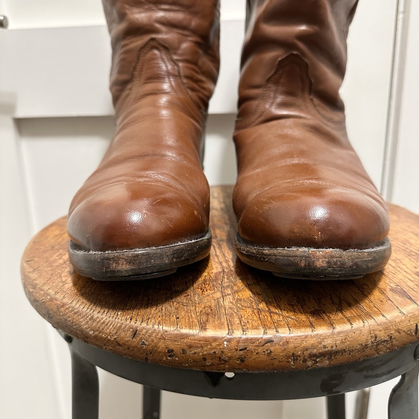 Lucchese 2000 Brown Caramel Roper Boots Western Cowboy Size 11 EE Extra Wide
