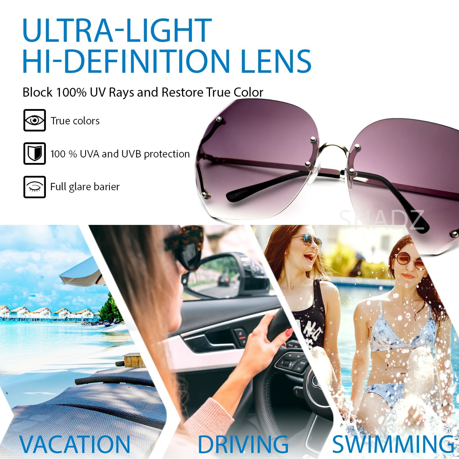 XXl HUGE BIG OVERSIZED “Rimless” Bolted Round Women Gradient Sunglasses SHADZ