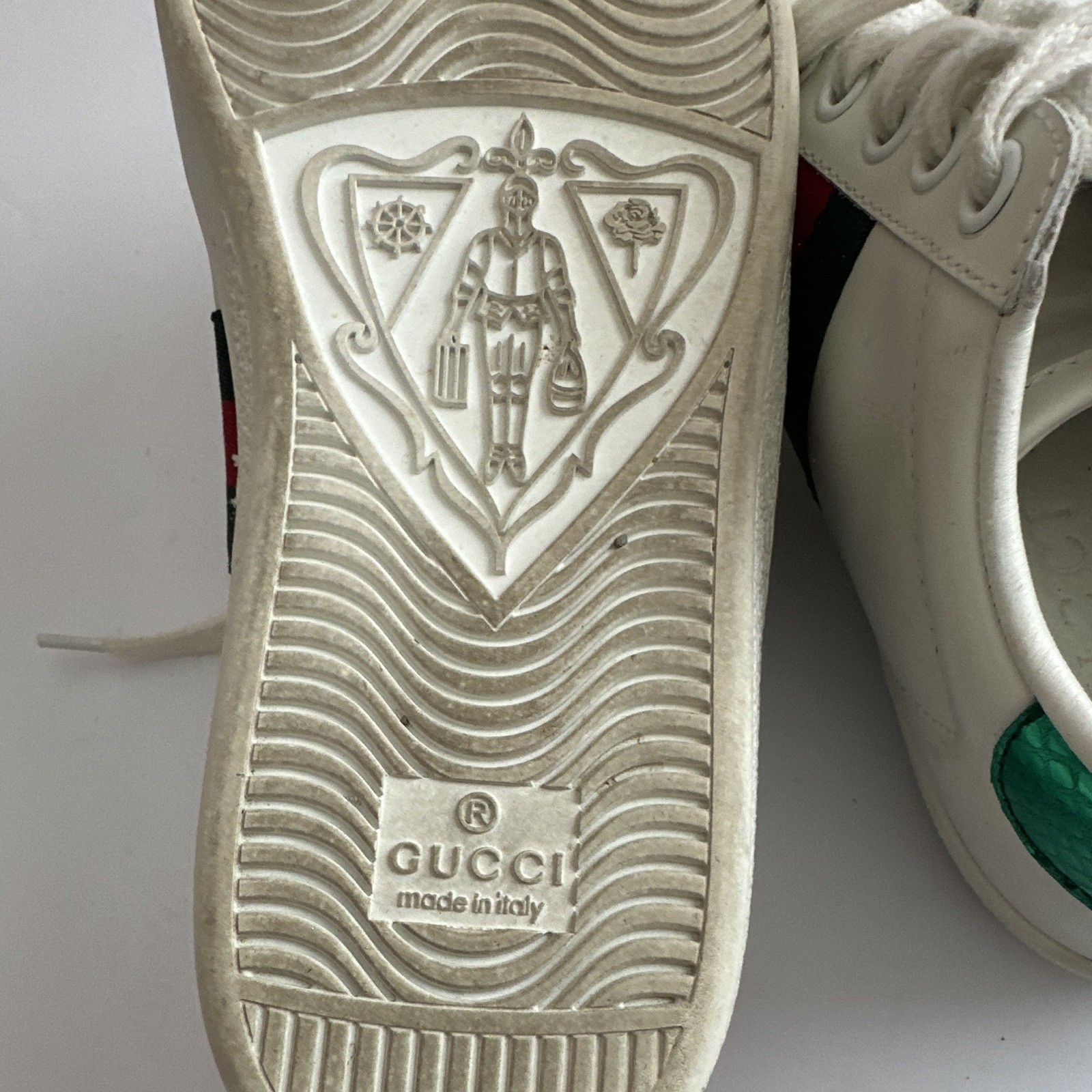 Gucci White Leather Web Stripe Logo Low Top Lace-Up Sneakers EU 37 US 6.5
